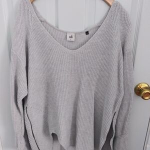 CAbi Women's Light Gray V-Neck Sweater